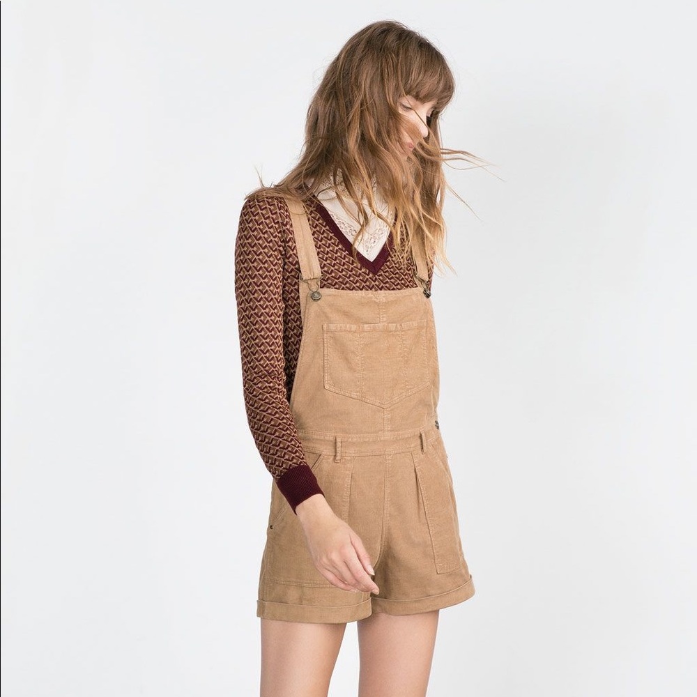 NWOT Zara Denim Short Corduroy Dungarees